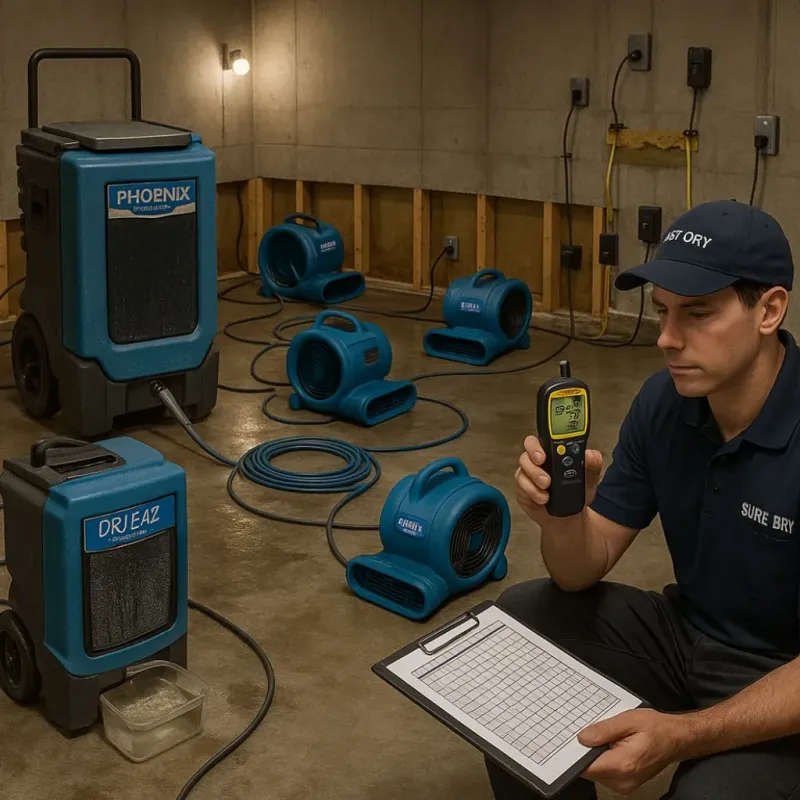 Structural Drying and Dehumidification process in McComb, OH